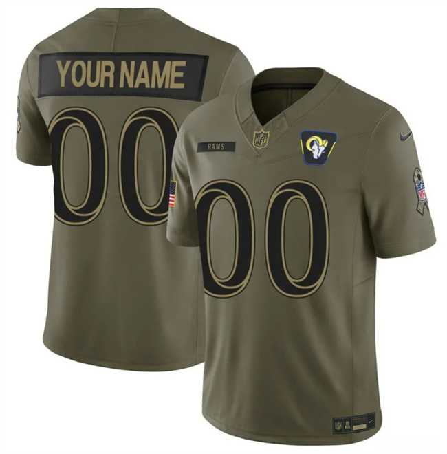 Mens Los Angeles Rams Active Player Custom Olive 2025 F.U.S.E. Salute to Service Limited Stitched Football Jersey