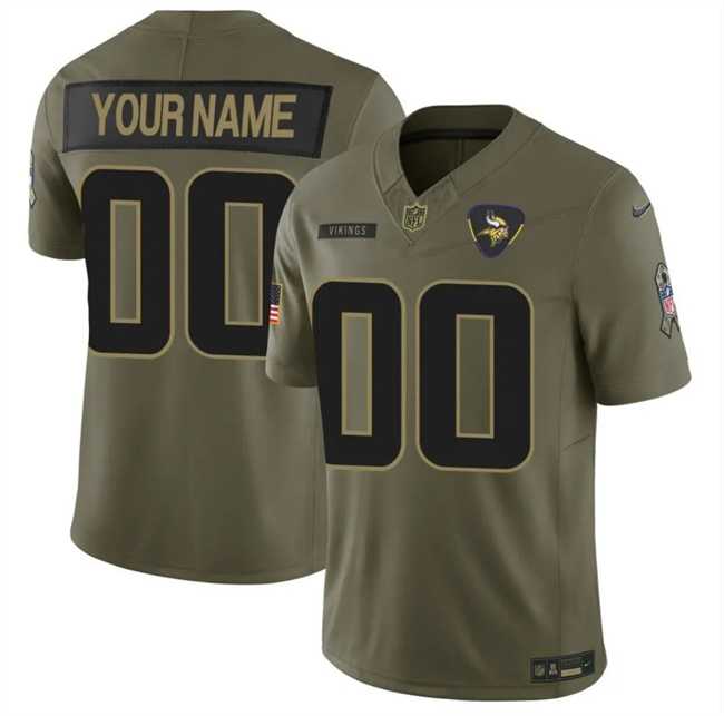 Mens Minnesota Vikings Active Player Custom Olive 2025 F.U.S.E. Salute to Service Limited Stitched Football Jersey