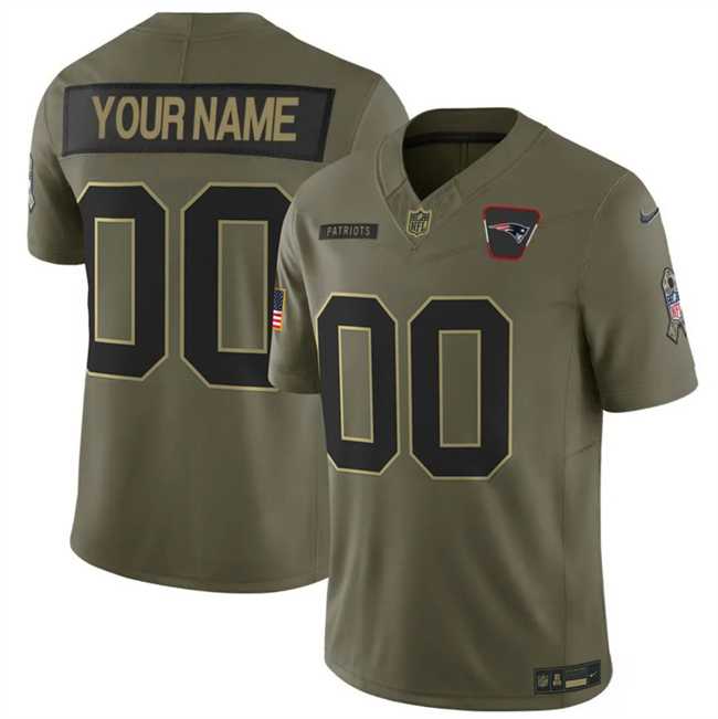 Mens New England Patriots Active Player Custom Olive 2025 F.U.S.E. Salute to Service Limited Stitched Football Jersey