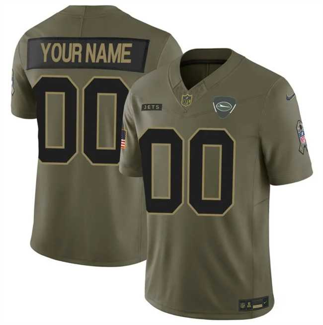 Mens New York Jets Active Player Custom Olive 2025 F.U.S.E. Salute to Service Limited Stitched Football Jersey