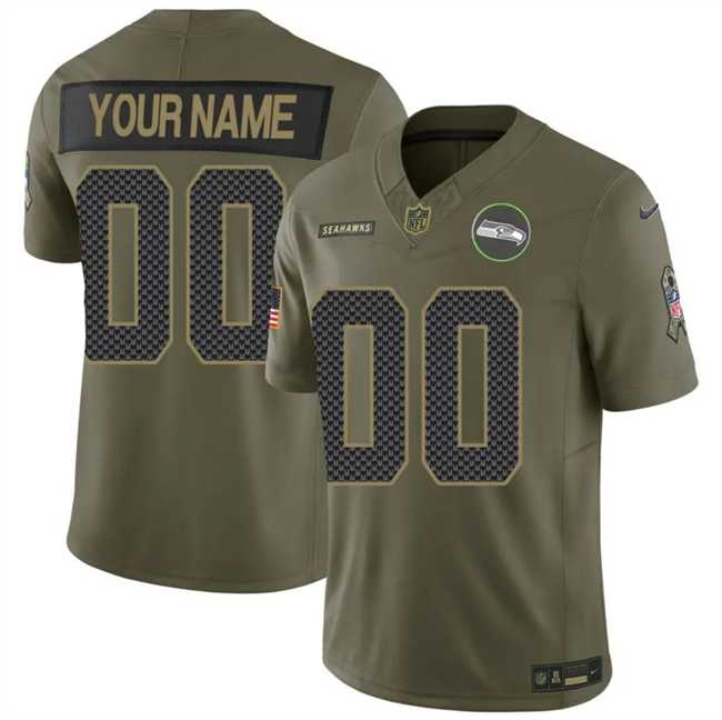 Mens Seattle Seahawks Active Player Custom Olive 2025 F.U.S.E. Salute to Service Limited Stitched Football Jersey