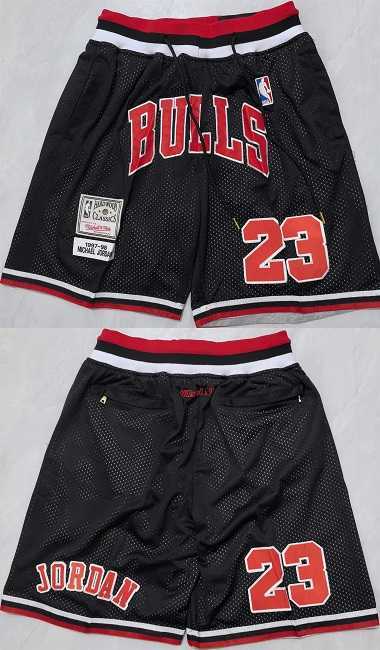 Mens Chicago Bulls #23 Michael Jordan Black Shorts (Run Small)