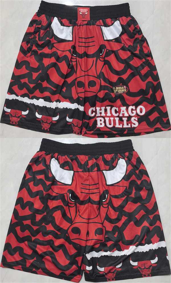 Mens Chicago Bulls Black Red Shorts (Run Small)
