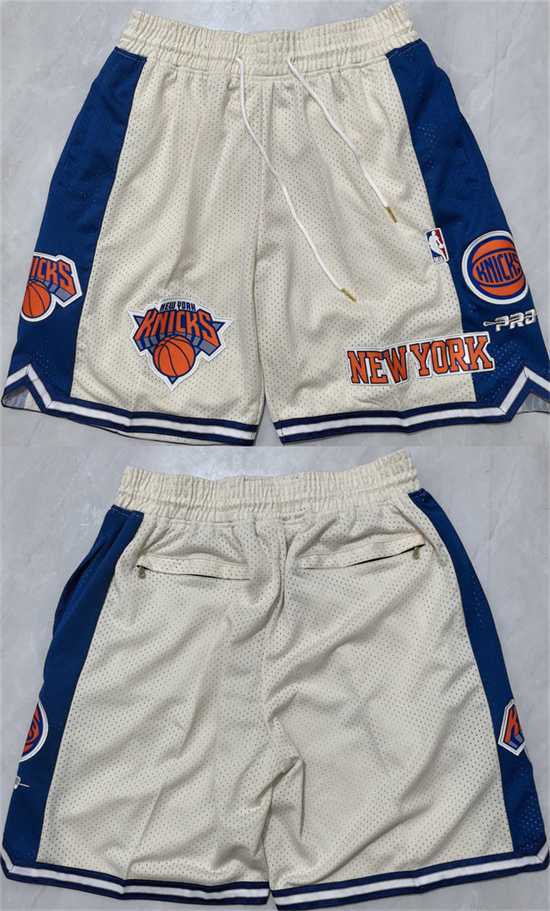 Mens New Yok Knicks White 2025 Shorts (Run Small)