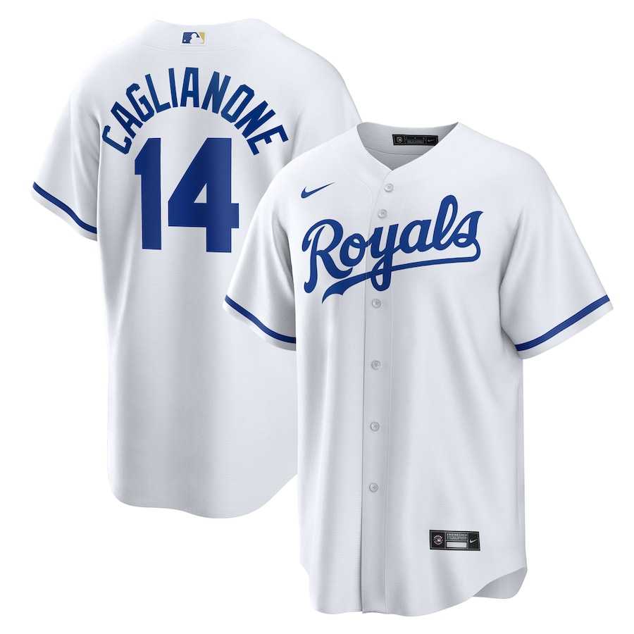 Mens Kansas City Royals #14 Jac Caglianone Nike White Home Replica Jerse Dzhi