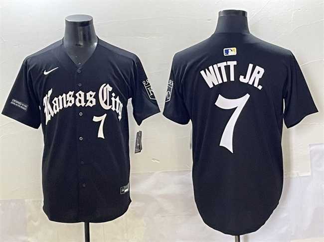 Mens Kansas City Royals #7 Bobby Witt Jr. Black Gothic Crown Edition Vapor Premier Limited Stitched Baseball Jersey