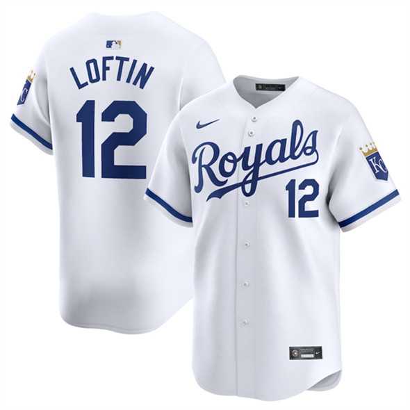 Mens Kansas City Royals #12 Nick Loftin White 2024 Home Limited Stitched Baseball Jersey Dzhi