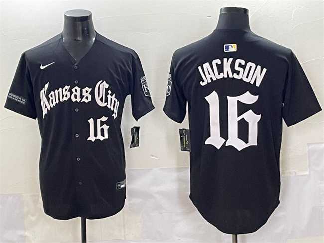 Mens Kansas City Royals #16 Bo Jackson Black Gothic Crown Edition Vapor Premier Limited Stitched Baseball Jersey