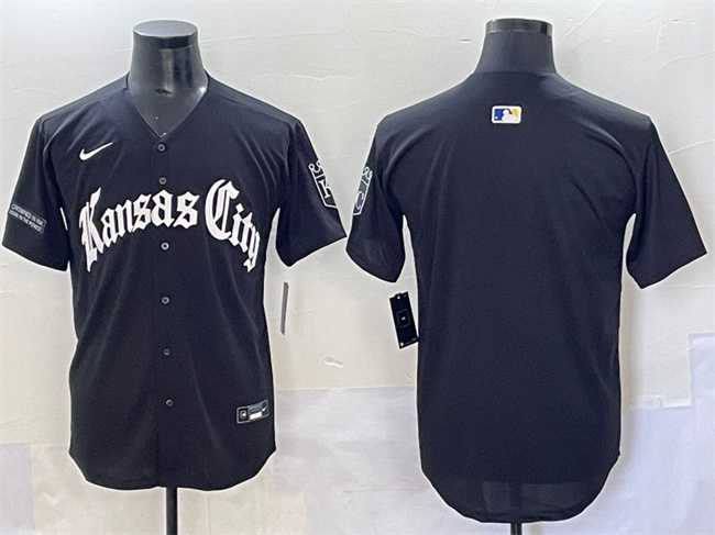 Mens Kansas City Royals Blank Black Gothic Crown Edition Vapor Premier Limited Stitched Baseball Jersey