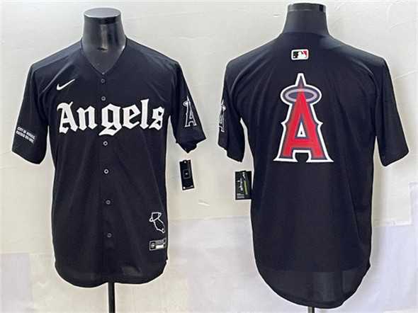 Mens Los Angeles Angels Team Big Logo Black Gothic Halo Edition Vapor Limited Stitched Jersey