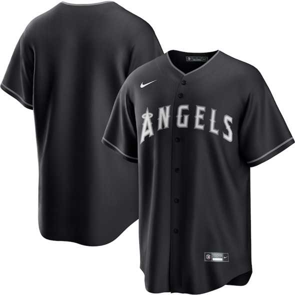 Mens Los Angeles Angels Blank Black Lights Out Limited Stitched Baseball Jersey Dzhi