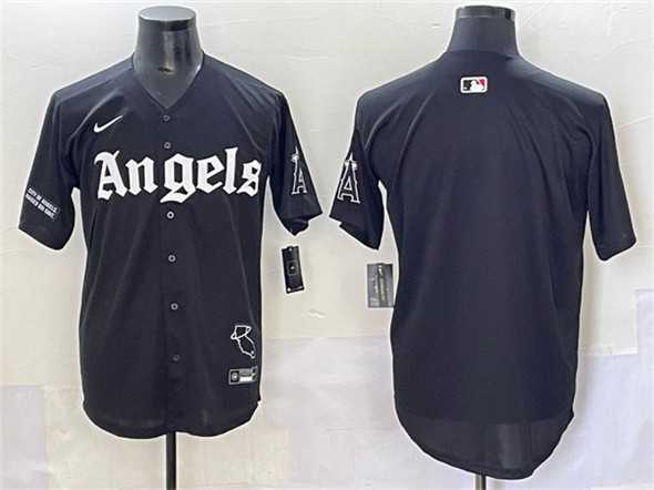 Mens Los Angeles Angels Blank Black Gothic Halo Edition Vapor Limited Stitched Baseball Jersey
