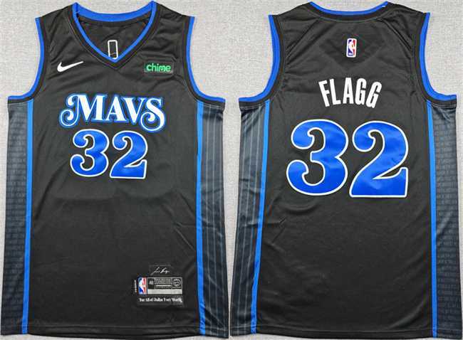 Mens Dallas Mavericks #32 Cooper Flagg Black City Edition Stitched Basketball Jersey