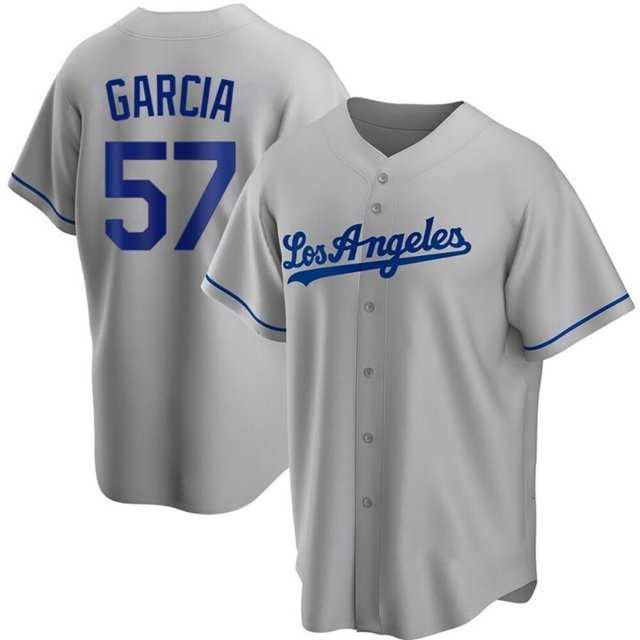 Mens Los Angeles Dodgers #57 Luis Garcia Grey Cool Base Stitched Jerseys Dzhi