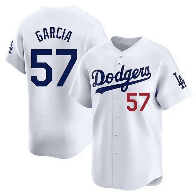 Mens Los Angeles Dodgers #57 Luis Garcia White Cool Base Stitched Jerseys Dzhi