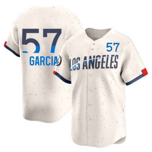 Mens Los Angeles Dodgers #57 Luis Garcia Cream  City Connect Limited Stitched Baseball Jersey Dzhi