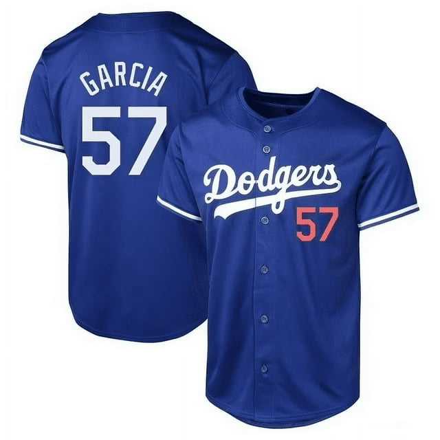 Mens Los Angeles Dodgers #57 Luis Garcia Blue Cool Base Stitched Baseball Jersey Dzhi