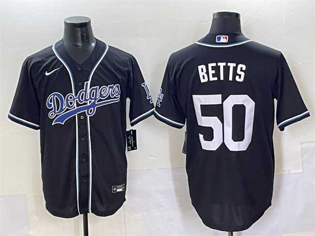 Mens Los Angeles Dodgers #50 Mookie Betts Black Fashion Stitched Baseball Jersey