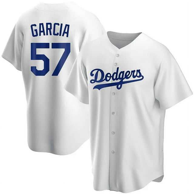 Mens Los Angeles Dodgers #57 Luis Garcia White Cool Base Stitched Baseball Jersey Dzhi