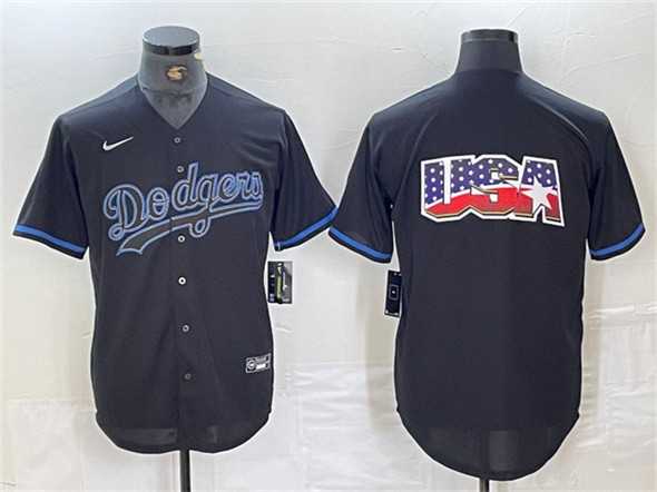 Mens Los Angeles Dodgers Team Big Logo Black Fashion Stitched Baseball Jerseys