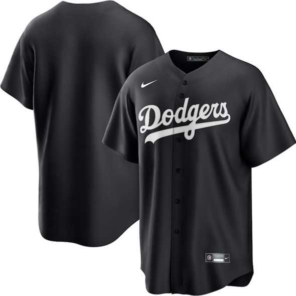 Mens Los Angeles Dodgers Blank Black Lights Out Limited Stitched Baseball Jersey Dzhi