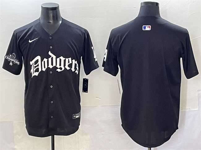 Mens Los Angeles Dodgers Blank Black 2025 LA Gothic Style With 2024 World Series Champions Patch Vapor Premier Limited Stitched Baseball Jersey