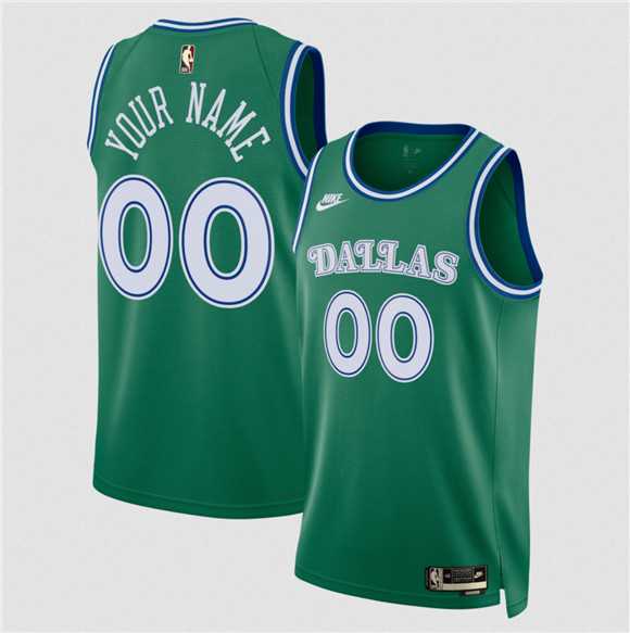 Mens Dallas Mavericks Active Player Custom Green 2025 Classic Edition Stitched Basketball Jersey