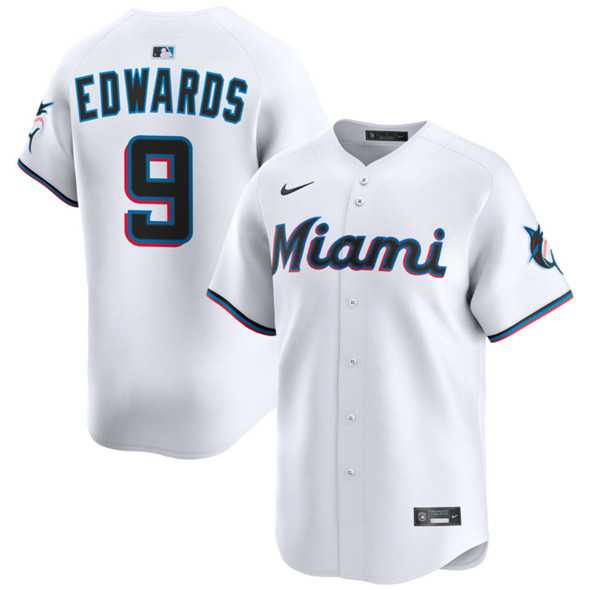 Mens Miami Marlins #9 Xavier Edwards White 2024 Home Limited Stitched Baseball Jersey Dzhi