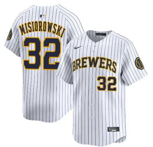 Mens Milwaukee Brewers #32 Jacob Misiorowski White Alternate Limited Stitched Baseball Jersey Dzhi