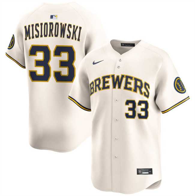 Mens Milwaukee Brewers #33 Jacob Misiorowski Cream 2025 Limited Stitched Baseball Jersey Dzhi