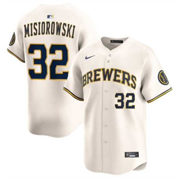 Mens Milwaukee Brewers #32 Jacob Misiorowski Cream 2025 Limited Stitched Baseball Jersey Dzhi