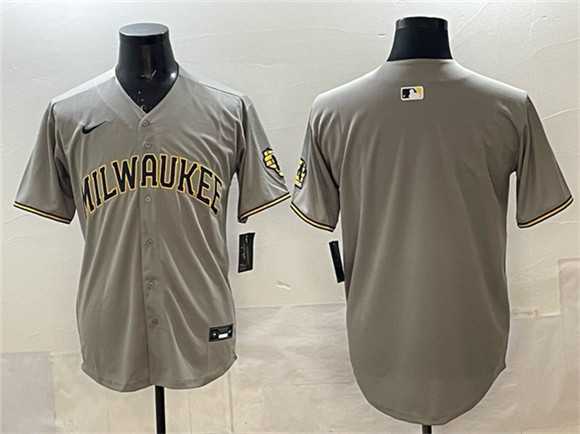 Mens Milwaukee Brewers Blank Gray Home Limited Stitched Jersey