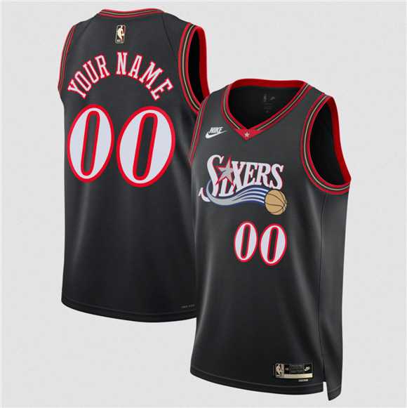 Mens Philadelphia 76ers Active Player Custom Black 2025 Classic Edition Stitched Jersey