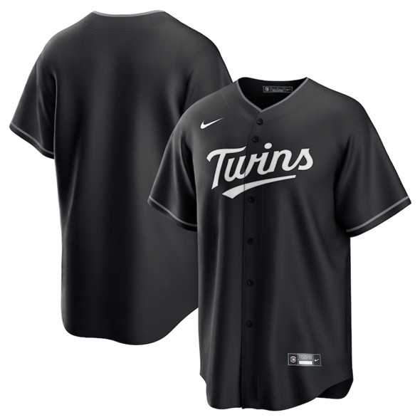 Mens Minnesota Twins Blank Black Lights Out Limited Stitched Baseball Jersey Dzhi