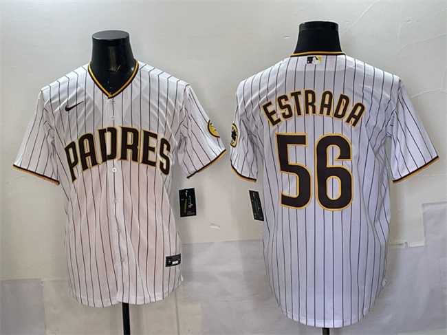 Mens San Diego Padres #56 Jeremiah Estrada White Cool Base Stitched Jersey