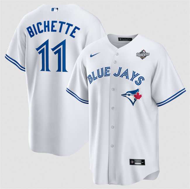 Mens Toronto Blue Jays #11 Bo Bichette White 2025 World Series Home Cool Base Stitched Jersey Dzhi