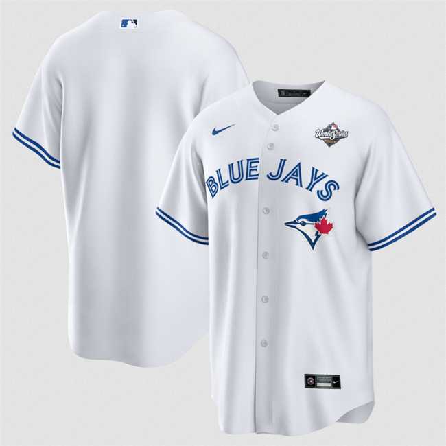 Mens Toronto Blue Jays Blank White 2025 World Series Home Cool Base Stitched Jersey Dzhi