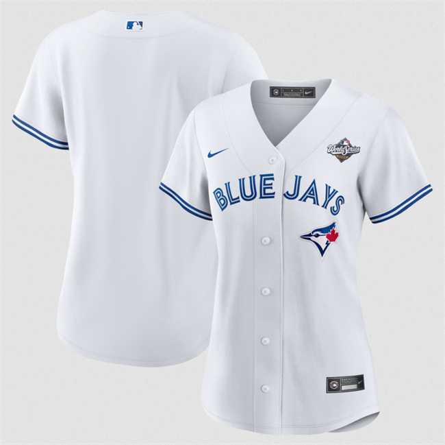 Womens Toronto Blue Jays Blank White 2025 World Series Home Cool Base Stitched Jersey Dzhi