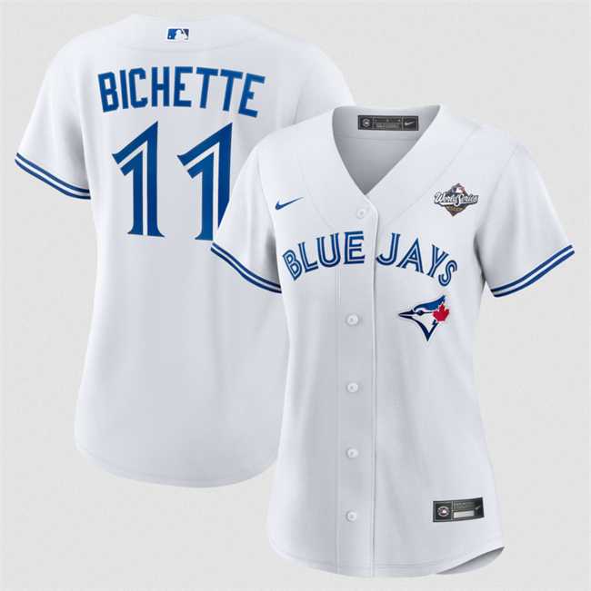 Womens Toronto Blue Jays #11 Bo Bichette White 2025 World Series Home Cool Base Stitched Jersey Dzhi