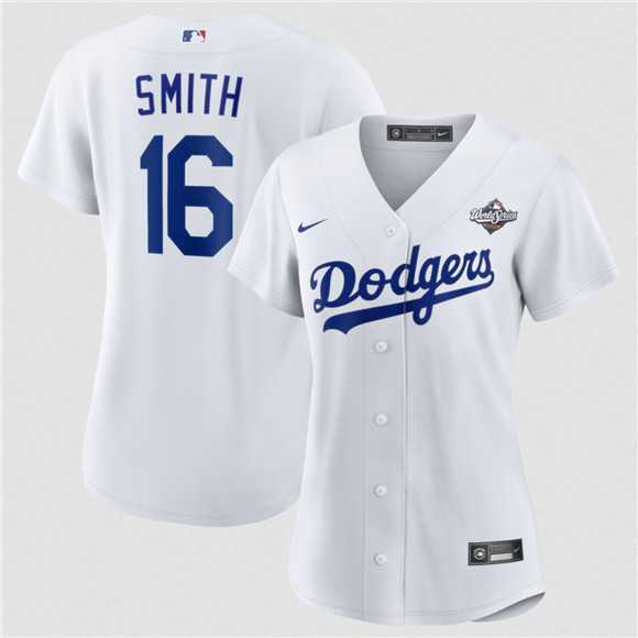 Womens Los Angeles Dodgers #16 Will Smith White 2025 World Series Home Cool Base Stitched Jersey Dzhi