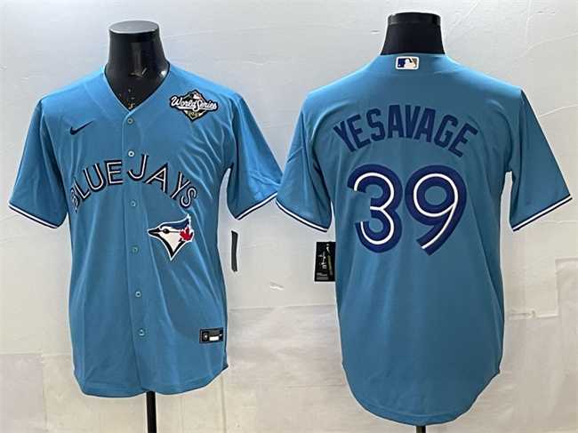 Mens Toronto Blue Jays #39 Trey Yesavage Blue 2025 World Series Home Cool Base Stitched Jersey