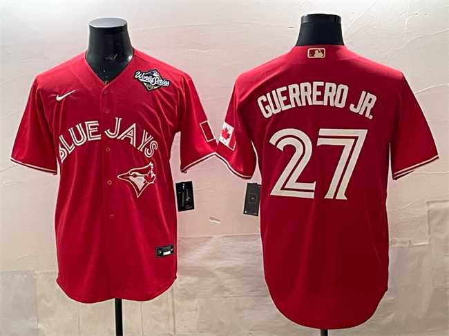 Mens Toronto Blue Jays #27 Vladimir Guerrero Jr. Red 2025 World Series Cool Base Stitched Jersey