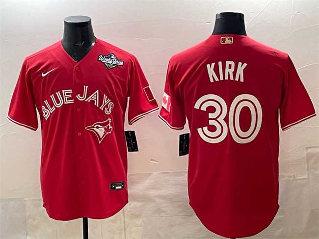 Mens Toronto Blue Jays #30 Alejandro Kirk Red 2025 World Series Cool Base Stitched Jersey