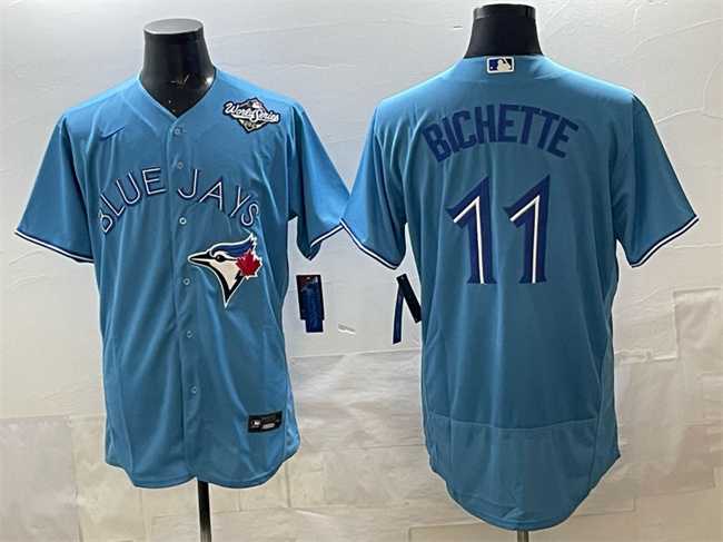 Mens Toronto Blue Jays #11 Bo Bichette Blue 2025 World Series Flex Base Stitched Jersey