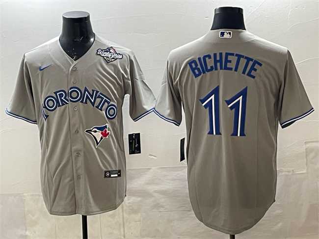 Mens Toronto Blue Jays #11 Bo Bichette Gray 2025 World Series Home Cool Base Stitched Jersey