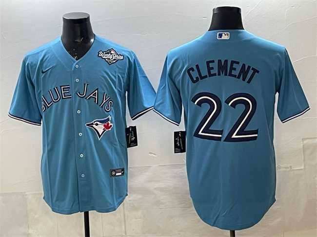Mens Toronto Blue Jays #22 Ernie Clement Royal 2025 World Series Cool Base Stitched Jersey