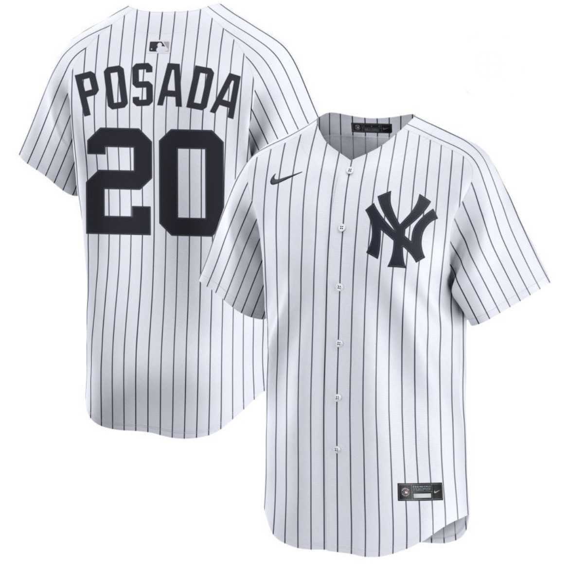 Mens New York Yankees #20 Jorge Posada White Cool Base Stitched Baseball Jersey Dzhi
