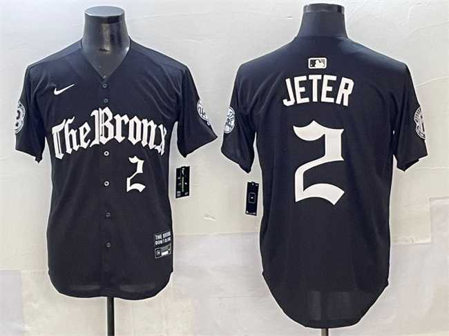 Mens New York Yankees #2 Derek Jeter Black Gothic Legacy Edition Vapor Premier Limited Stitched Baseball Jersey