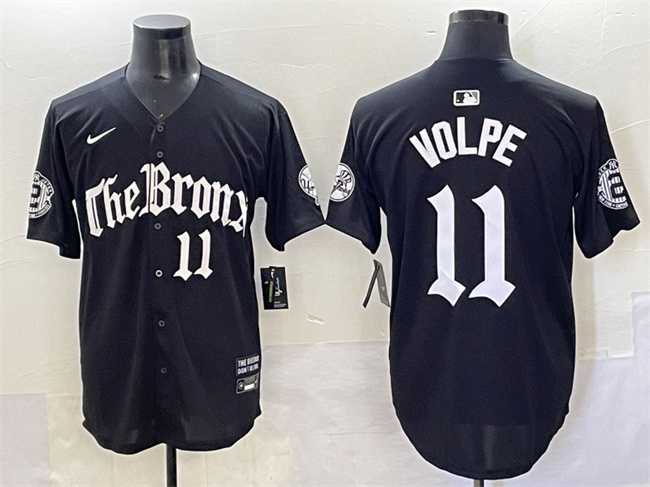 Mens New York Yankees #11 Anthony Volpe Black Gothic Legacy Edition Vapor Premier Limited Stitched Baseball Jersey