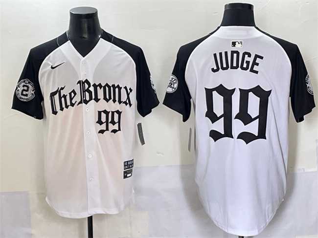 Mens New York Yankees #99 Aaron Judge White Black Gothic Legacy Edition Vapor Premier Limited Stitched Baseball Jersey